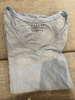 Velvet by Graham & Spencer Pale Blue V-Neck Tee